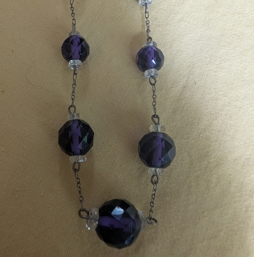 Long, Sterling Silver Faceted Amethyst Necklace